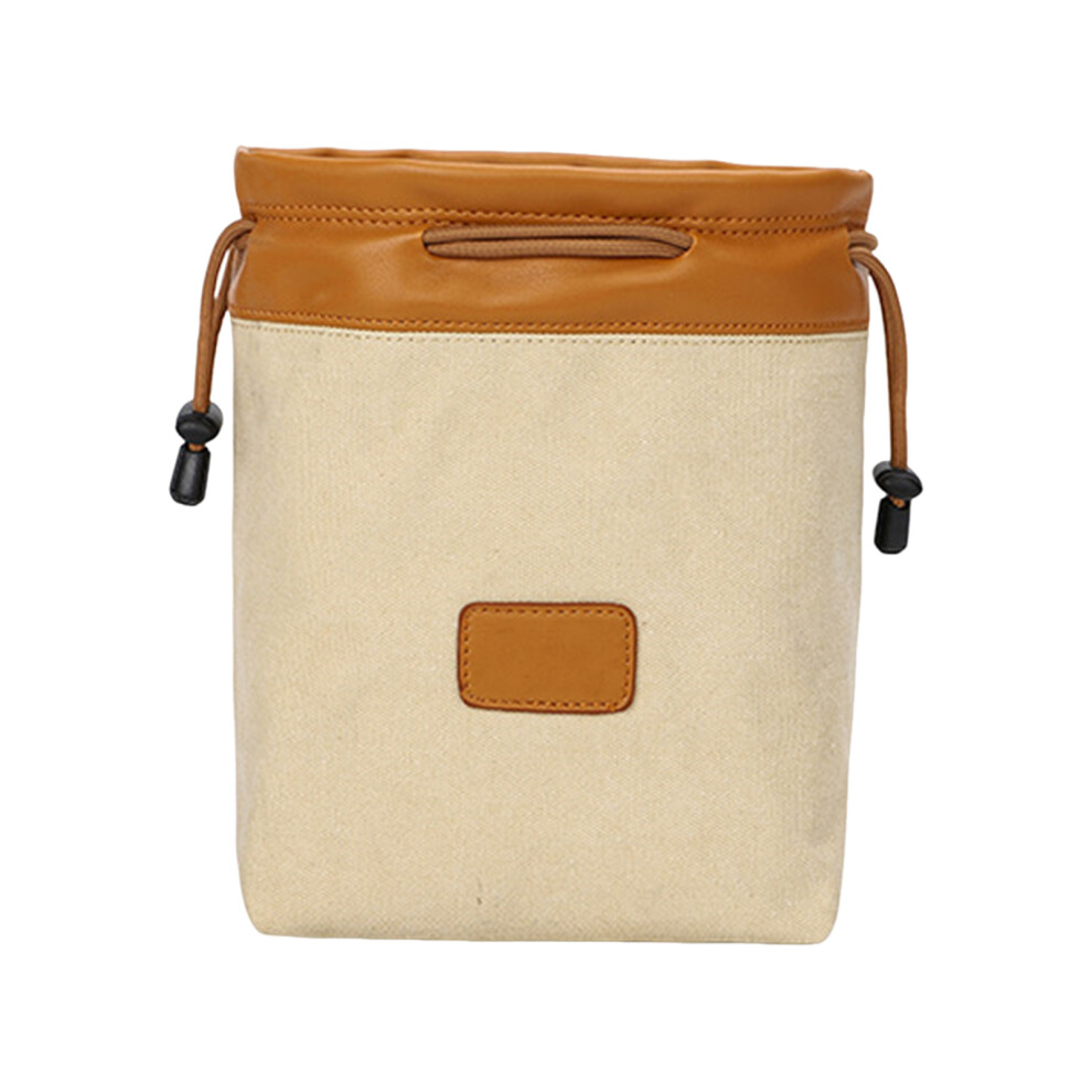 (Creamy S) Travel Compact Canvas Camera Pouch Sturdy Durable Standard Camera Bag Universal Camera Accessories White 6431700923469