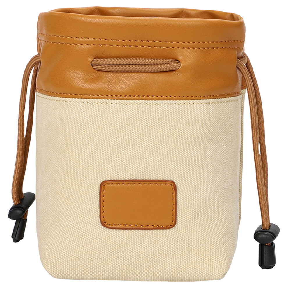 (Creamy L) Travel Compact Canvas Camera Pouch Sturdy Durable Standard Camera Bag Universal Camera Accessories White 6431700923490