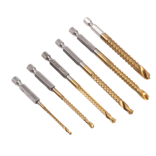6PCS Alloy Serrated Drill Bit Set, Straight Hex Shank, Storage Box