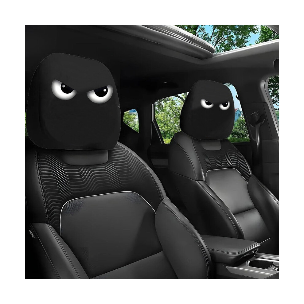 (Two-Sided) 2Pcs Funny Cartoon Car Headrest Covers Funny Cartoon Eyes Car Headrest Covers For Car Interior Accessories 6431700926699