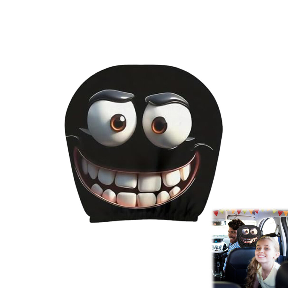 (Two-Sided) 2Pcs Funny Cartoon Car Headrest Covers Funny Cartoon Eyes Car Headrest Covers For Car Interior Accessories 6431700926682