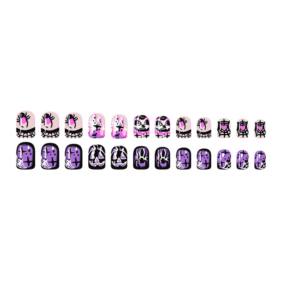 Phui-Pet-Supplies 24Pcs Halloween Press-On Nails, Nude&Mauve, Stage Wear