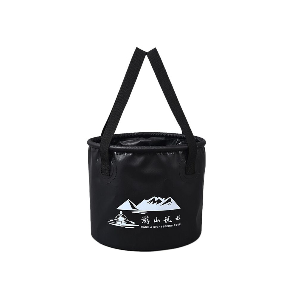 Foldable Bucket With Handle For Camping Fishing Hiking, Foldable Water Container Handbag,Portable Foldable Black