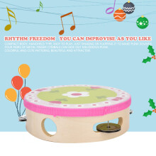 12.5cm Wooden Hand Drum & Bell Percussion Instrument Musical Toy Gift