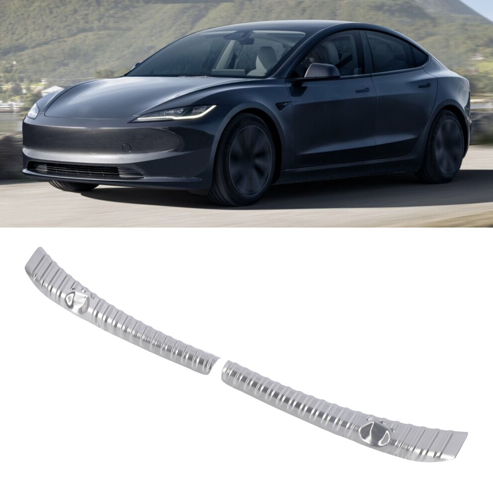 2Pcs Stainless Steel Rear Trunk Sill Guard Cover For Tesla Model 3 Highland 2024 Silver 3531388565852