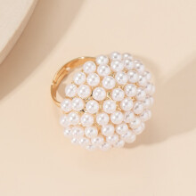 (9) Pearl Flower Open Rings for Women