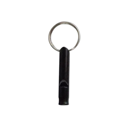 (Black) Waterproof Aluminum Emergency Whistle with Keychain