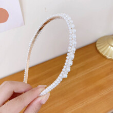 (Full Row Of Floret Pearls) Pearl Headband for Women - Spa & Cosplay