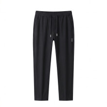 (Black, M) Men\'s Ice Silk Summer Pants Lightweight Casual