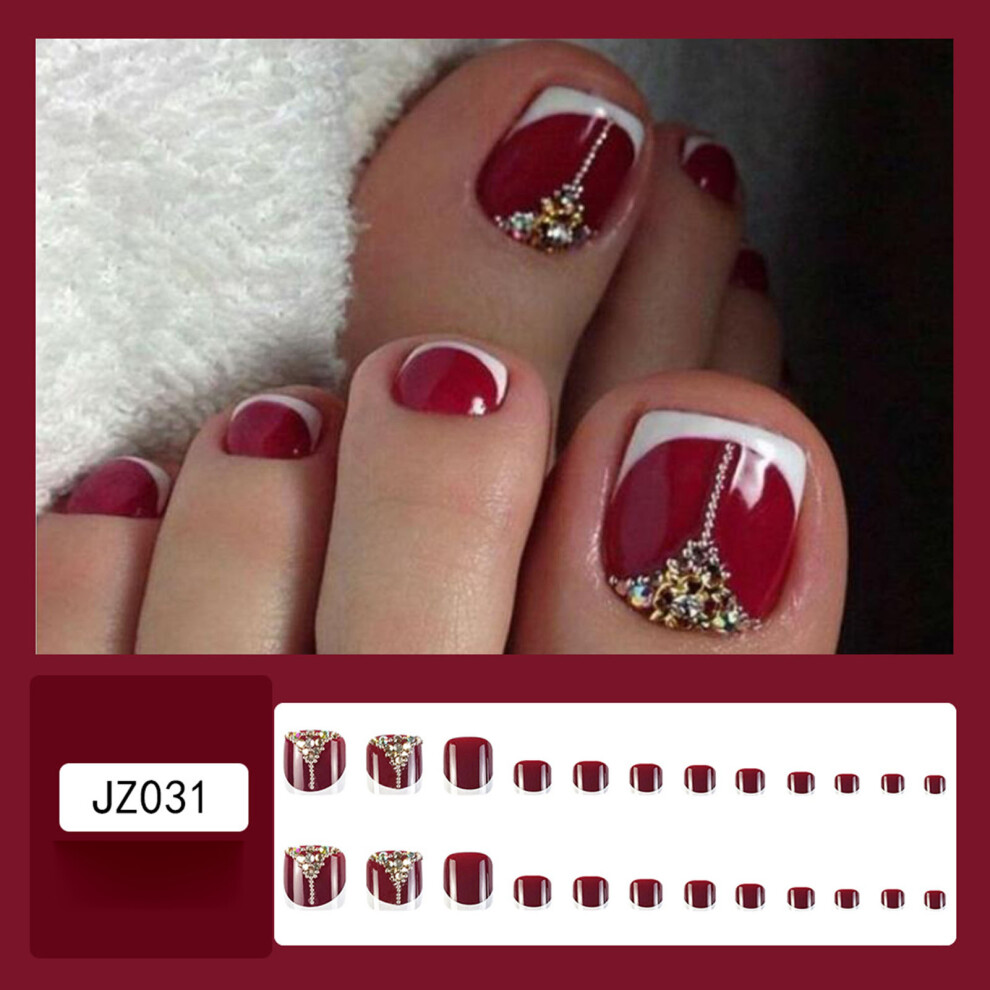 Dachuang Beauty Red/White (Standard) Fake Toenails Wine & Unbreakable For Women