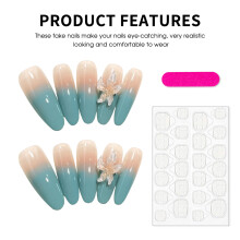 (XS) 10PCS Glossy Nude Fake Nails French Tip Resin No Pressure
