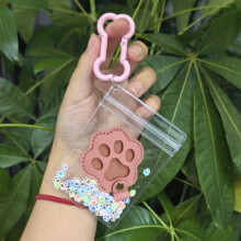 (Pink) Pet Memorial Keychain for Dog Cat Ashes & Fur