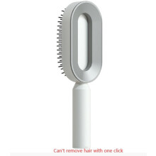 (Elegant white) Self Cleaning Hair Brush For Women One-key Cleaning Hair Loss Airbag Massage Scalp Comb Anti-Static Hairbrush