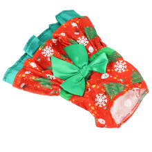 Niedliches Weihnachts-Hundekleid Schneeflockenmuster Welpen-Sommerkostüm S