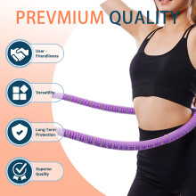 (Purple) Weighted Fitness Hoop - 5th Gen Quiet Design for Waist Training