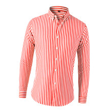 Herren Rot gestreiftes Hemd mit Turn-Down-Kragen, Größe L, 104 cm Brustumfang, Sommer-T-Shirt