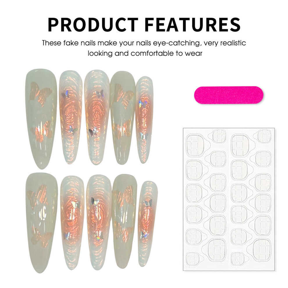 Zhouq-Outdoors (Xs) Blush Nail Stickers, Easy Diy Long Press-On Nails
