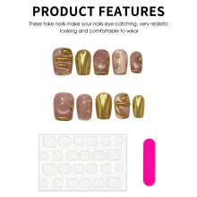 (2650 Ultra Short) Golden Snake Press On Nails, Party & Festival, ABS