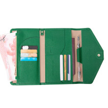 Dark Green RFID Passport Holder Wallet - Soft PU Leather, 19.5x11.3cm