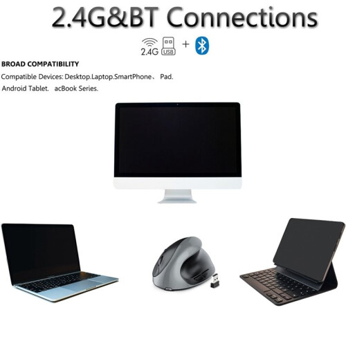 Rechargeable Dual Mode USB 2.4G Wireless +  Mouse Vertical Ergonomic Optical Mice for Computer Notebook Gray 1