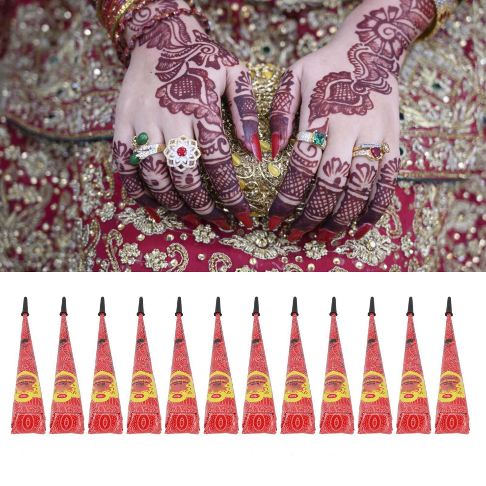Red 12Pcs Temporary Tattoo Paste 0.9Oz Waterproof Diy Body Art