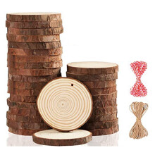 Natuurlijke Houtsnippers Onvoltooide Doe-Het-Zelf Handwerk Voorgeboorde Ronde Houten Cirkel Art Country Wood Chip Decoratie-A