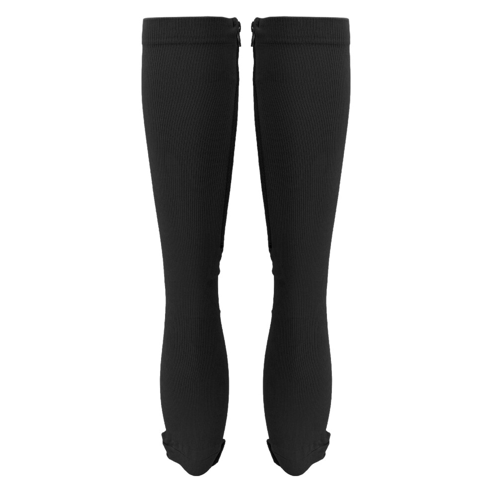Black 15-20Mmhg Zipper Knee-High Socks Xxxl