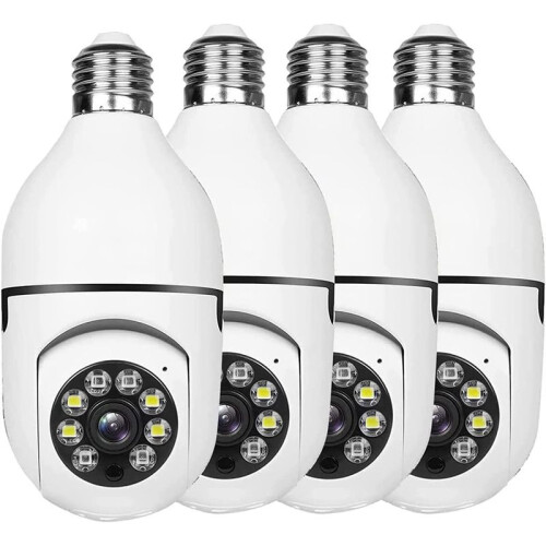 4 Pack Light Bulb Security Camera Outdoor,2.4G Wifi Light Socket Security Camera,Security Camera Light Bulb Outdoor