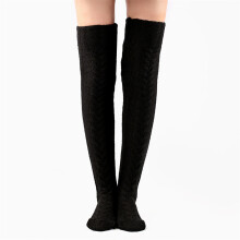 (Black) Women\'s Winter Thigh High Knit Socks