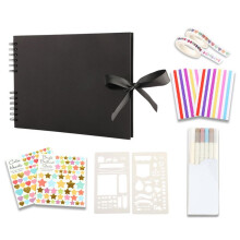 DIY-Scrapbook-Album, 11,4 X 8,5 Zoll, 80 Seiten, Fotoalbum, Scrapbook, Dickes DIY-Scrapbook für Abschlussgeschenk, Schwarz
