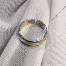 (Silver 2 Magnets Ball, Adjustable Opening) Magnetic Therapy Ring for Women & Men