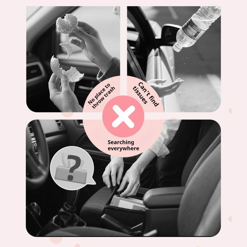 ( Tissue) Car Seat Hanging Trash Can & Organizer, Fuzzy Material Pink 6431700948851