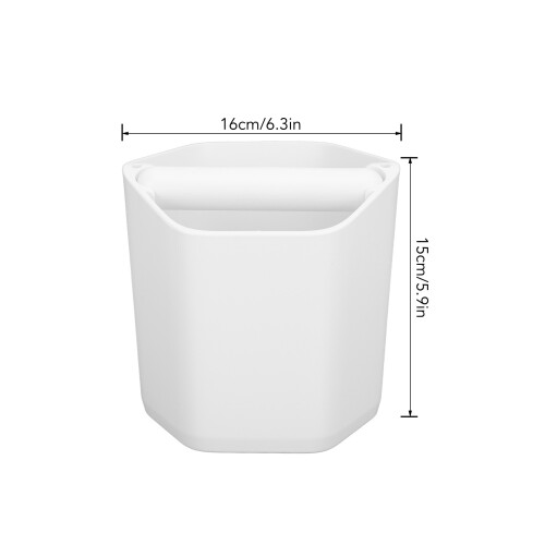 Coffee Knock Box Large Capacity with Knock Bar and Nonslip Base - White 1