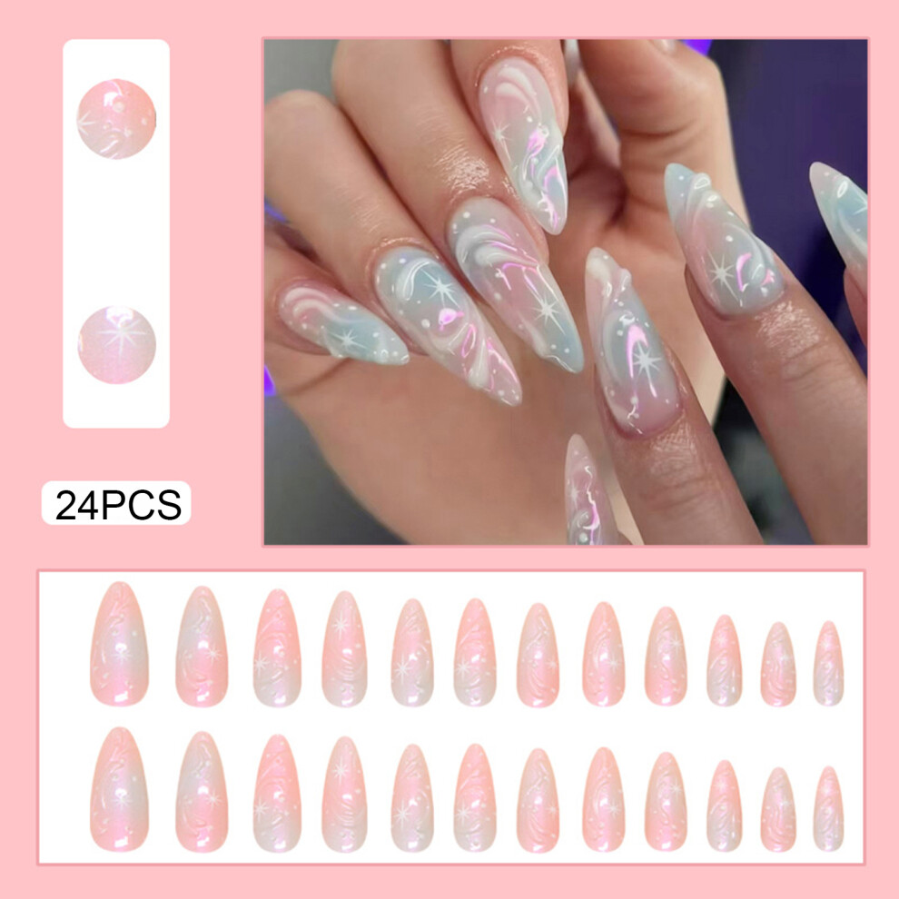 Dachuang Beauty Blue,Pink Lightweight Fake Nails For Diy - Pink & Blue