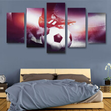 5-Tlg. Fußball Canvas Leinwand Orange Leuchteffekt