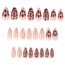 Short Almond Press On Nails - 3D Petal French Manicure