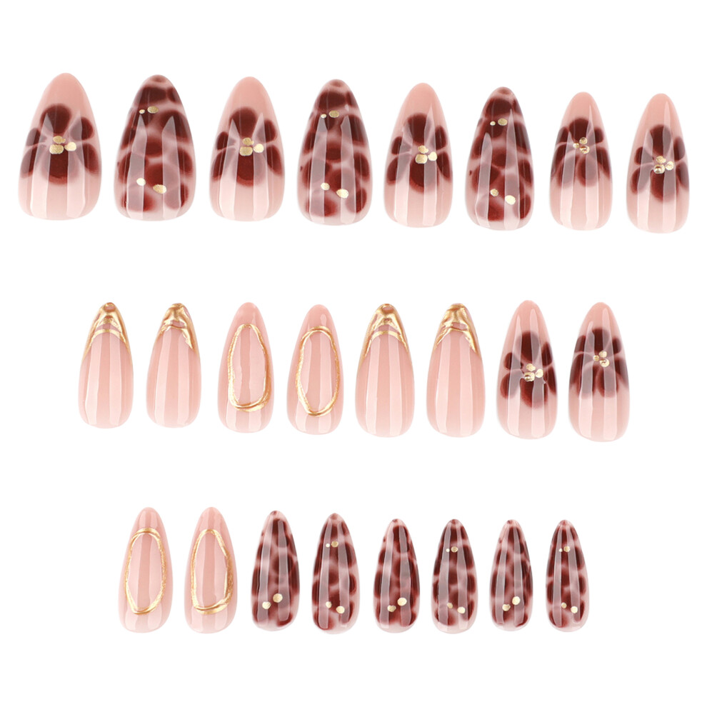 Dachuang Beauty Short Almond Press On Nails - 3D Petal French Manicure