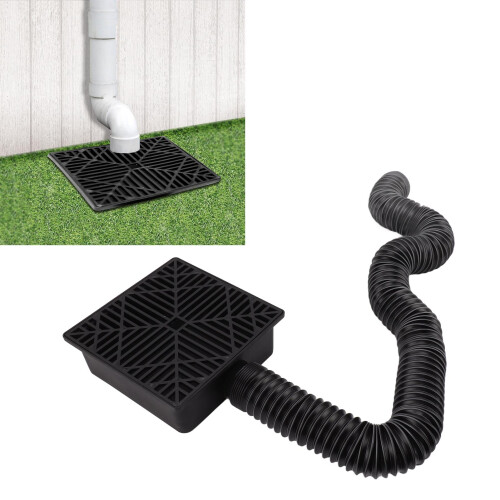 Gutter Downspout Extender Black Catch Basin Low Profile Drain Catch Module