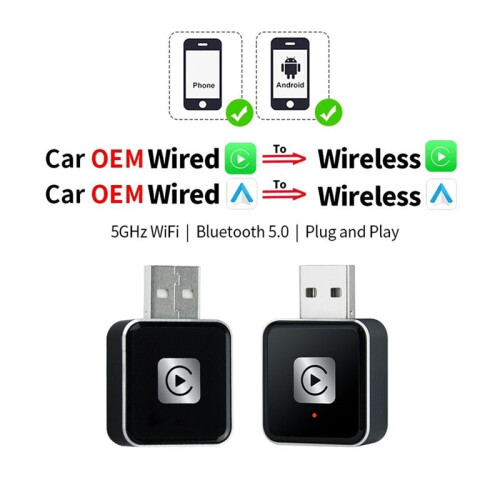Android Auto CarPlay Adapter Wired to Wireless AI Box for