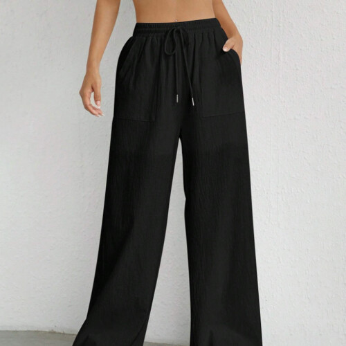 (Black, M) Women\'s Summer Wide Leg Pants for Work & Commuting 2