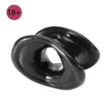 Männlicher Silikon-Cockring mit Hodenstrecker, Schwarz/Weiß, 5,5 x 4,5 cm