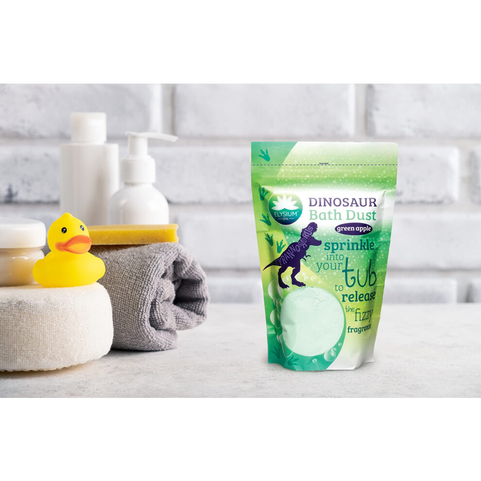 Elysium Spa Dinosaur Bath Dust Green Apple Scented Fizzing Bath Salt