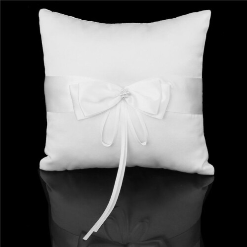 2X  Cuscino Raso Perla Finta Fiore Nozze 2