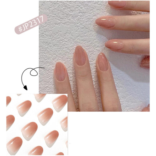 (Standard) Beige Gradient UV Gel Nails for Women 1