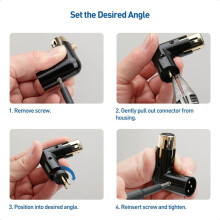 2 Adaptateur D'Angle XLR 3 Broches Réglable Mâle à Femelle Adaptateur XLR à Angle Droit Adaptateur XLR à 90 Degrés