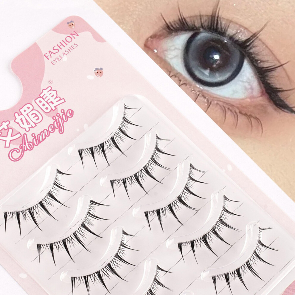 Zhouq-Outdoors Natural False Eyelashes For Women, Thin Clear Stem