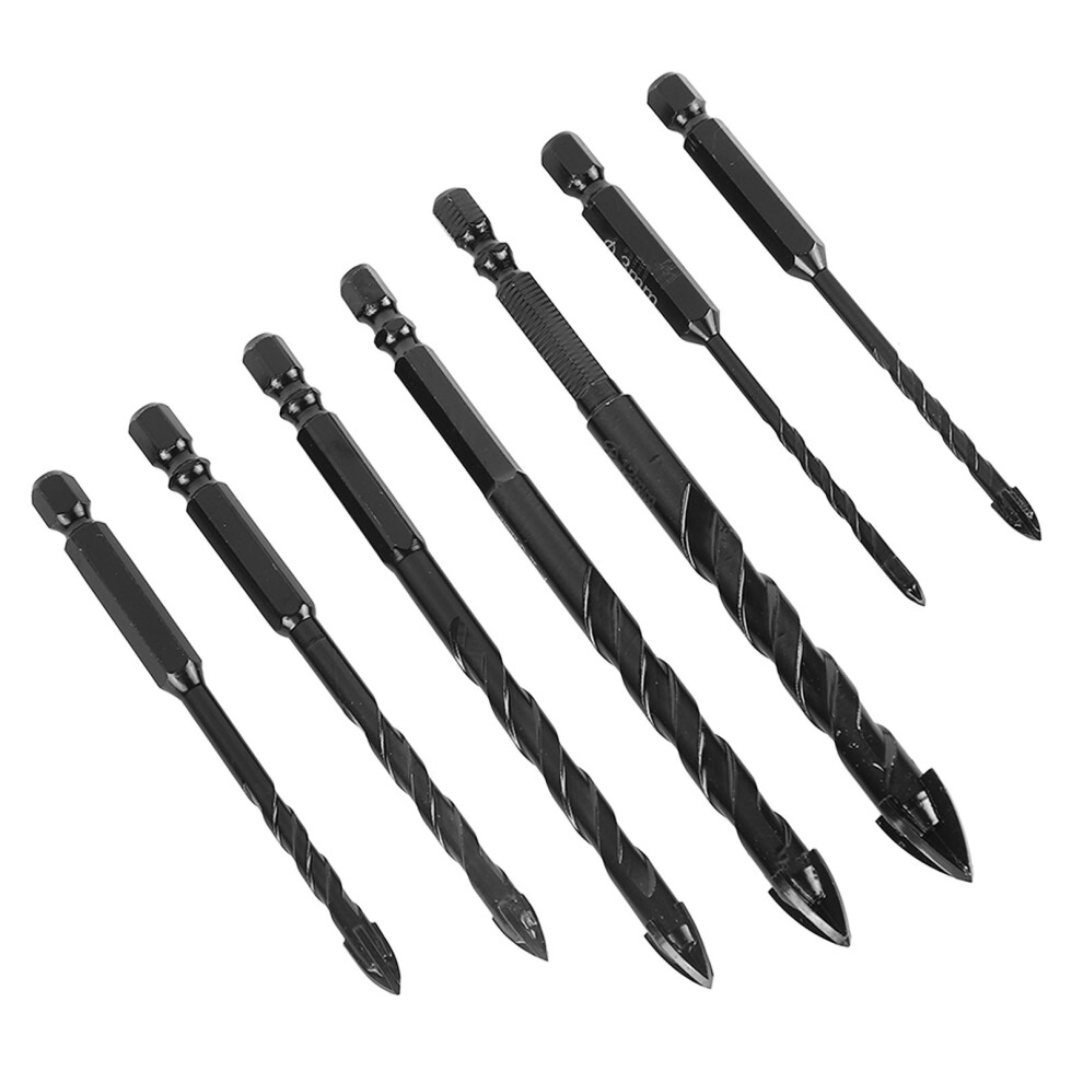 7Pcs Masonry Drill Bit Set, 4 Flute Alloy Hex Cross Drill Bits With Storage Box 4631388584828