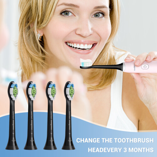 (Black) Electric Toothbrush Heads - Dual Clean, 2-Pack