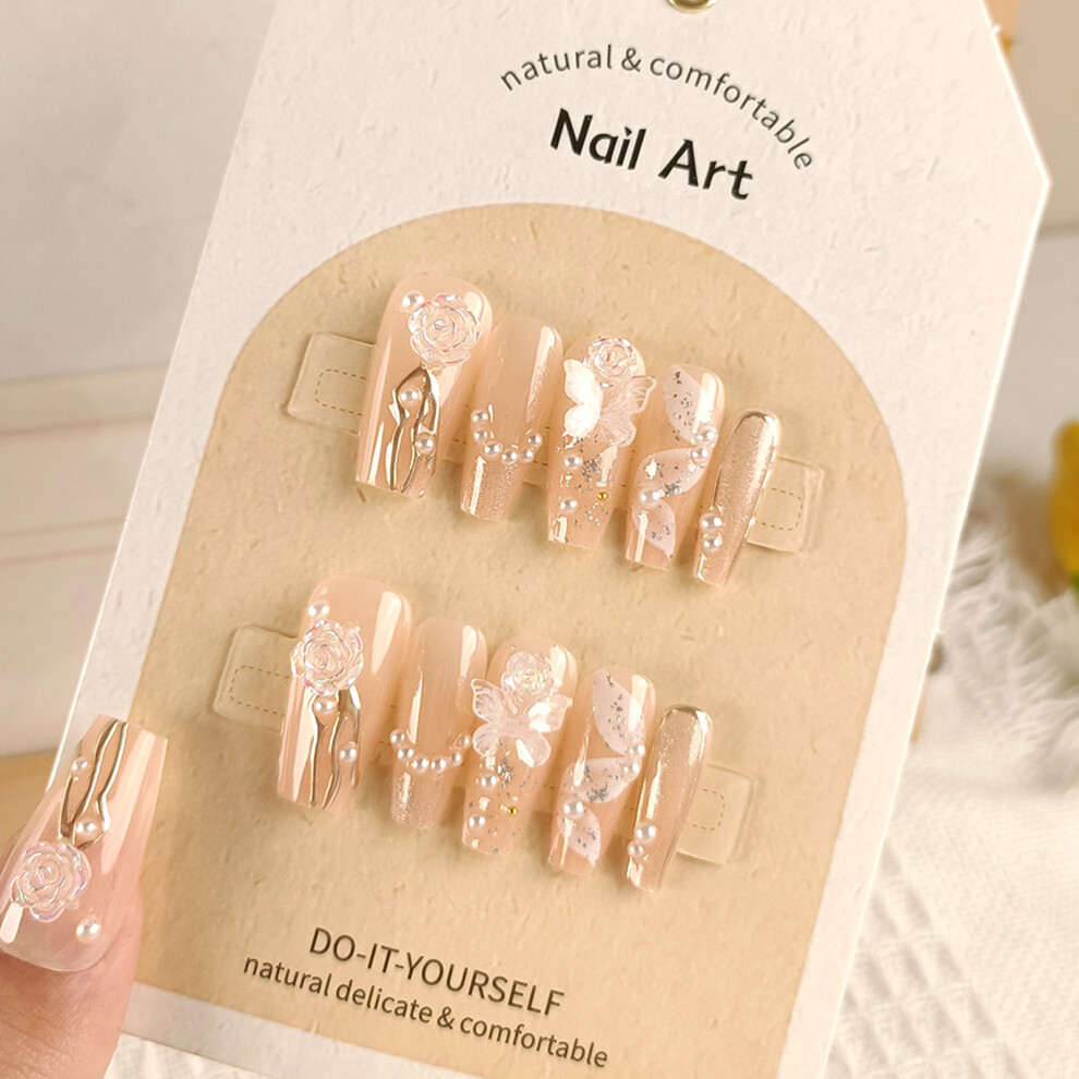Creation-3C (Xs) Glitter Nude Fake Nails For Salon Manicure