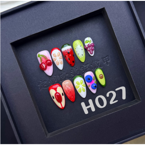 (S) 10PCS Fruit Press-On Nails, Odorless & Comfy